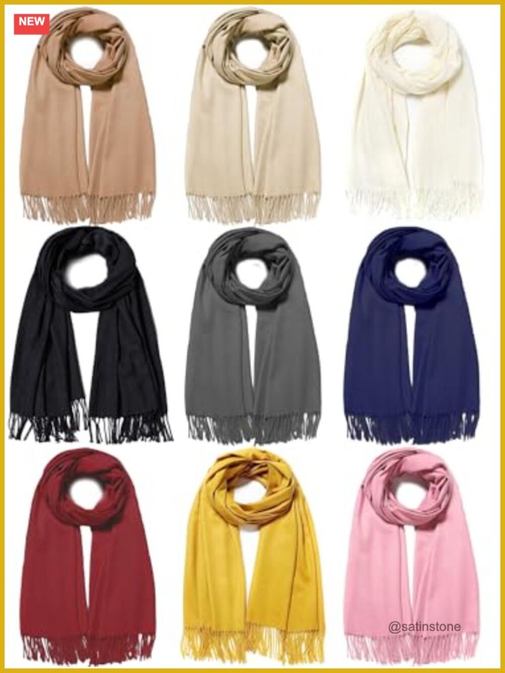 9 Pack Women Pashmina Scarf Cashmere Feel Soft Winter Shawl Wrap